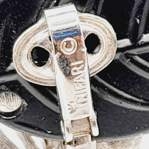 Vintage Crown Trifari Rhinestone Clip Earrings,Rhodium Plate Mid Century Jewelry - Picture 10 of 14